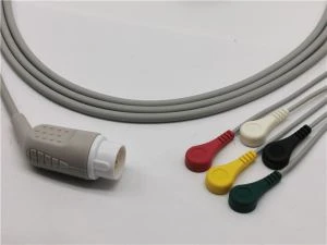 Philips ECG Adapter Cable Leadwires 5 Leads Snaps