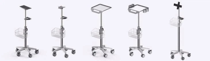Height Adjustable Patient Portable Monitor Hospital Trolley